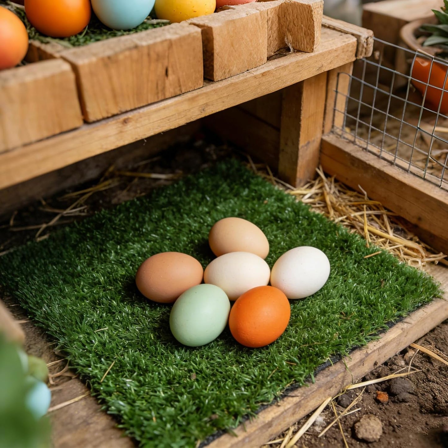 Washable Artificial Grass Nesting Pads - Chicken Nesting Pads for Chicken Coop and Pet Garden Lawn Indoor Outdoor 12"×12"×1"