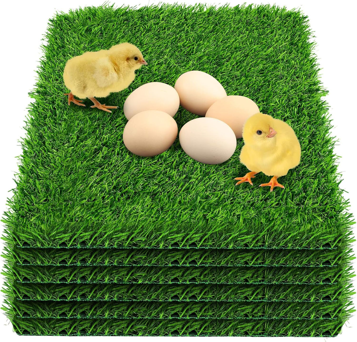 Washable Artificial Grass Nesting Pads WITH NESTING HERBS- Chicken Nesting Pads for Chicken Coop and Pet Garden Lawn Indoor Outdoor 12"×12"×1"