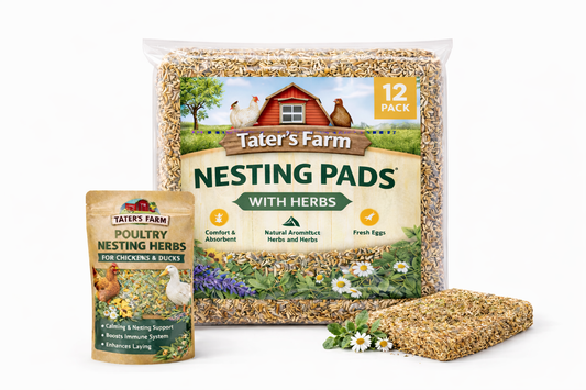 Tater's Farm- Premium Herb-Infused Nesting Pads, for Chickens & Ducks, Includes Aromatic Poultry Nesting Herbs, 13x13 Inch