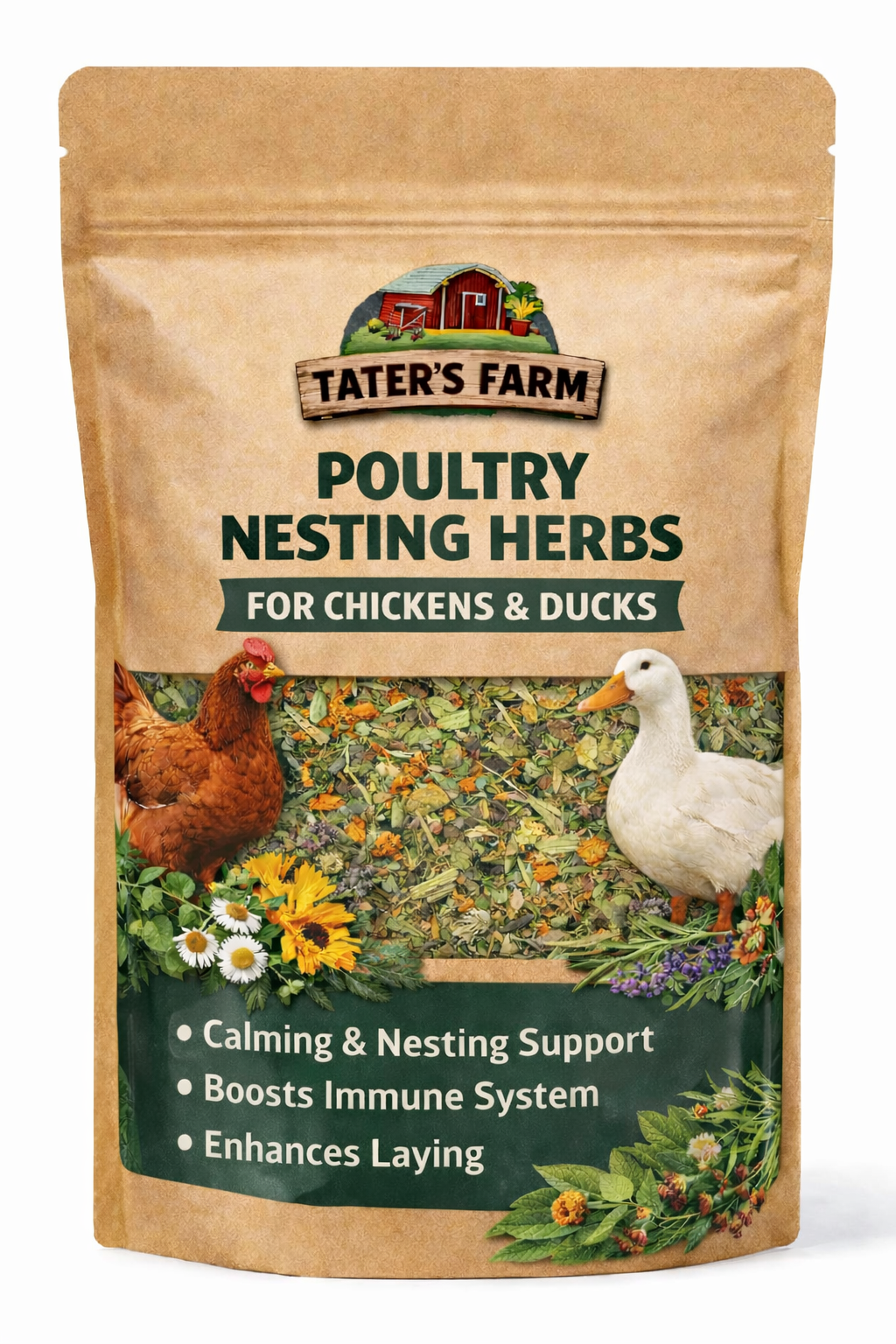 Tater's Farm- Premium Herb-Infused Nesting Pads, for Chickens & Ducks, Includes Aromatic Poultry Nesting Herbs, 13x13 Inch