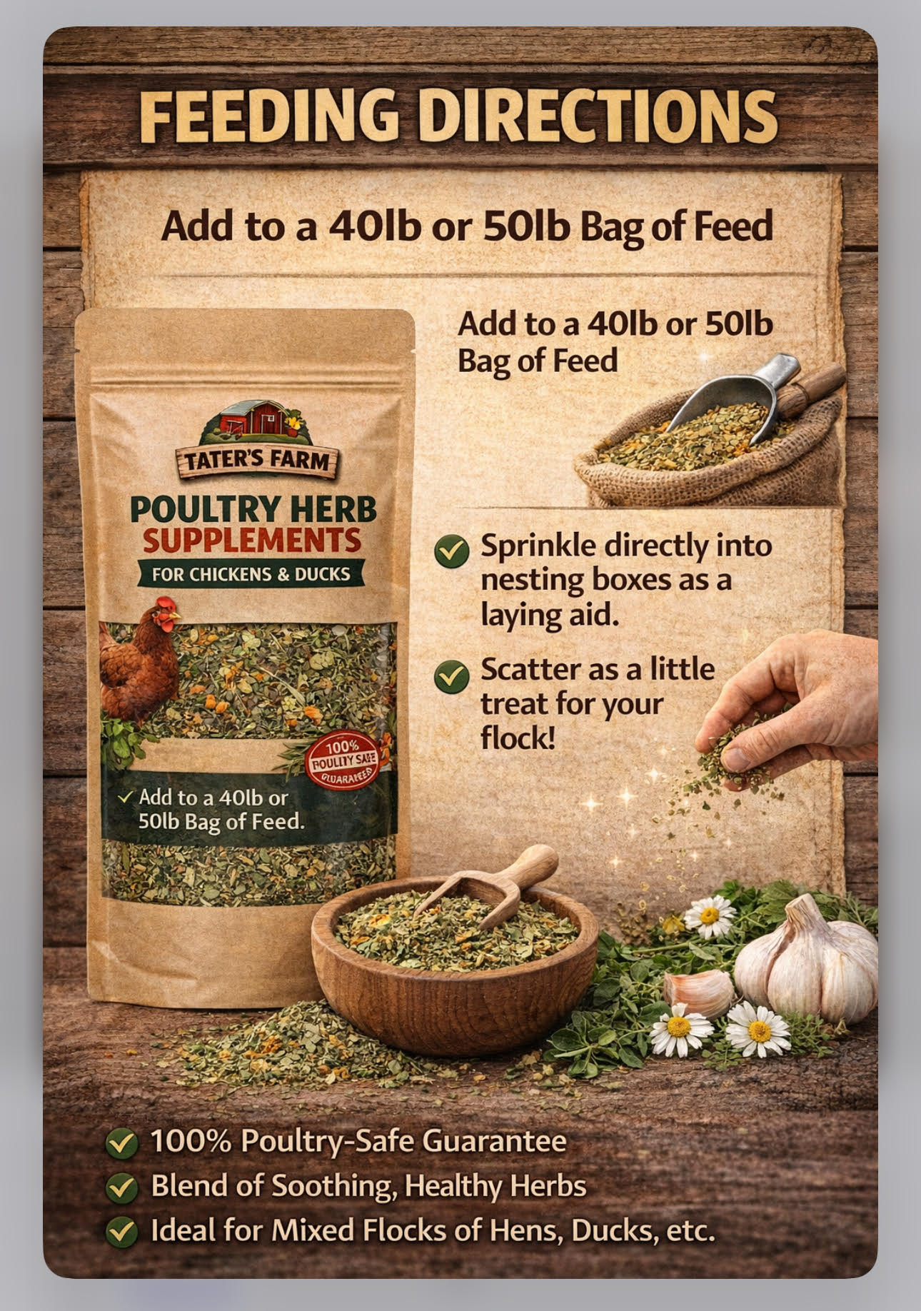 Poultry Herb Supplement 8 oz, Supports up to 25 Birds